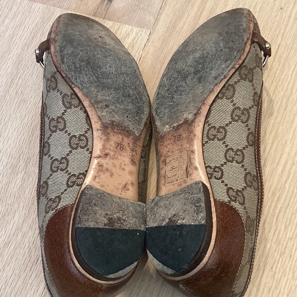 Gucci Logo Brown Flats with Bamboo Horsebit Detail Size 7 - Picture 8 of 8